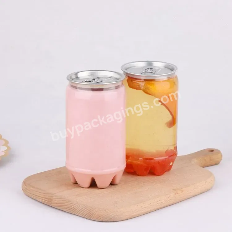 250ml 350ml 450ml 550ml Pet Transparent Soft Drink Can Plastic Soda Can Beverage Can With Easy Open End