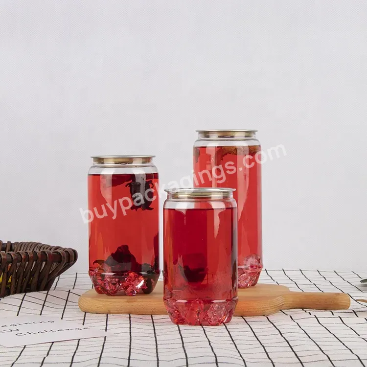 250ml 350ml 450ml 550ml Pet Transparent Soft Drink Can Plastic Soda Can Beverage Can With Easy Open End