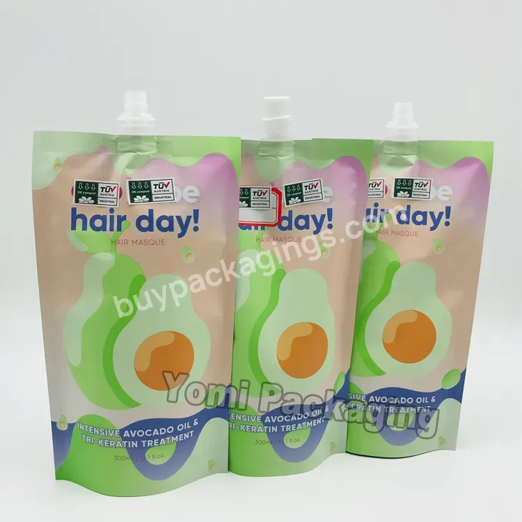 250ml 500ml 1000ml Custom Printed Logo Liquid Shampoo Stand Up Plastic Drink Packaging Bags Spout Pouch