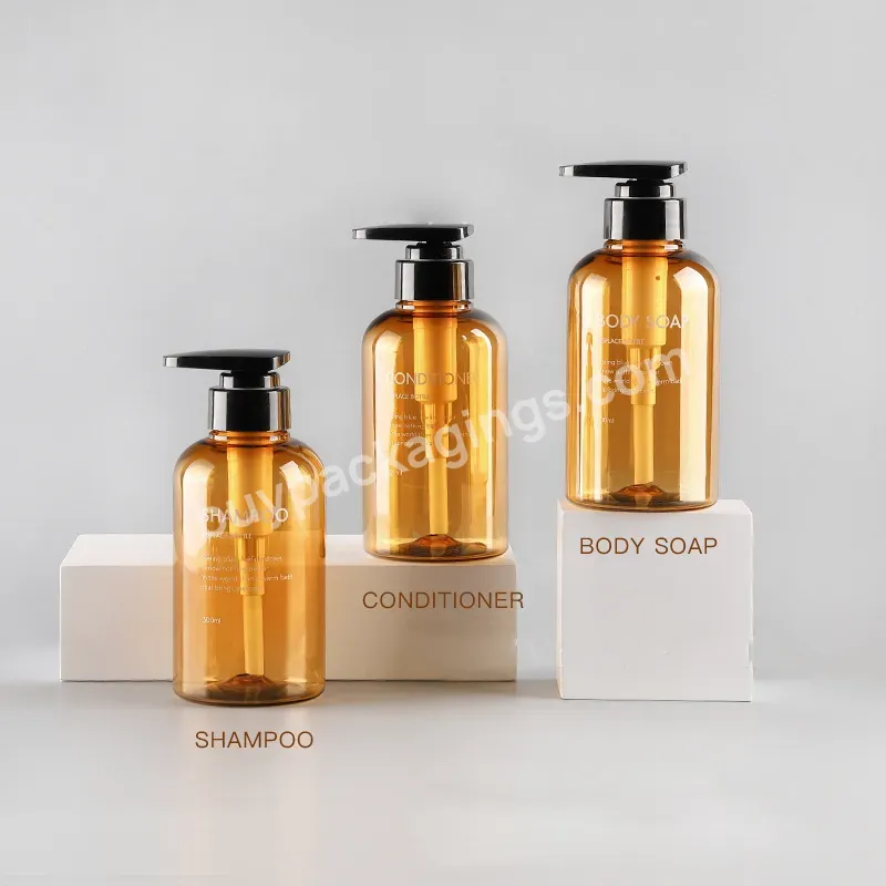 250ml 500ml Gold Plastic Shower Empty Plastic Pet Liquid Shampoo And Conditioner Lotion Pump Bottle