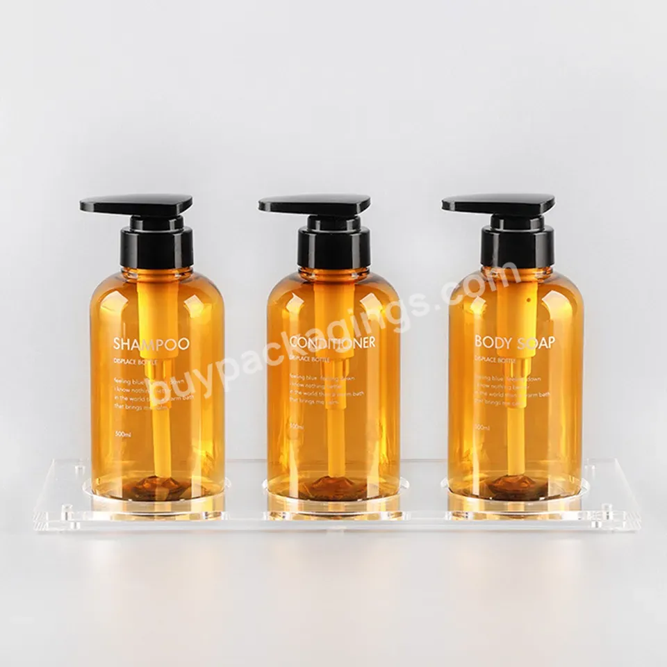 250ml 500ml Gold Plastic Shower Empty Plastic Pet Liquid Shampoo And Conditioner Lotion Pump Bottle