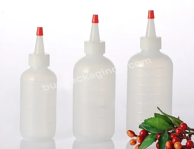 250ml Ldpe Squeeze Bottle With Long Red Tip Cap Natural-colored Yorker Spout With Red Tip Cap