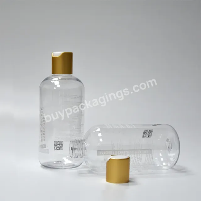 250ml Plastic Empty Transparent Custom Conditioner And Shampoo Bottle With Gold Disc Cap