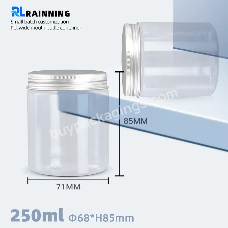 250ml Plastic Jars Manufacturer Round Cosmetic Packaging Container Clear Pet Plastic Jar Food Grade