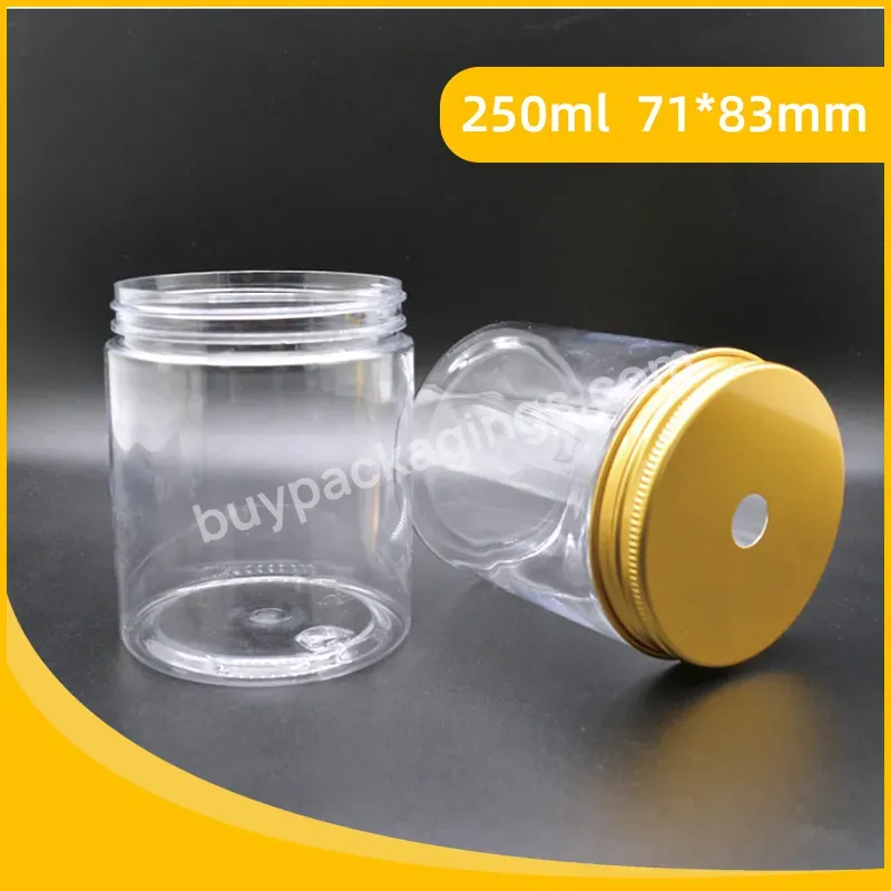 250ml Plastic Jars Manufacturer Round Cosmetic Packaging Container Clear Pet Plastic Jar Food Grade