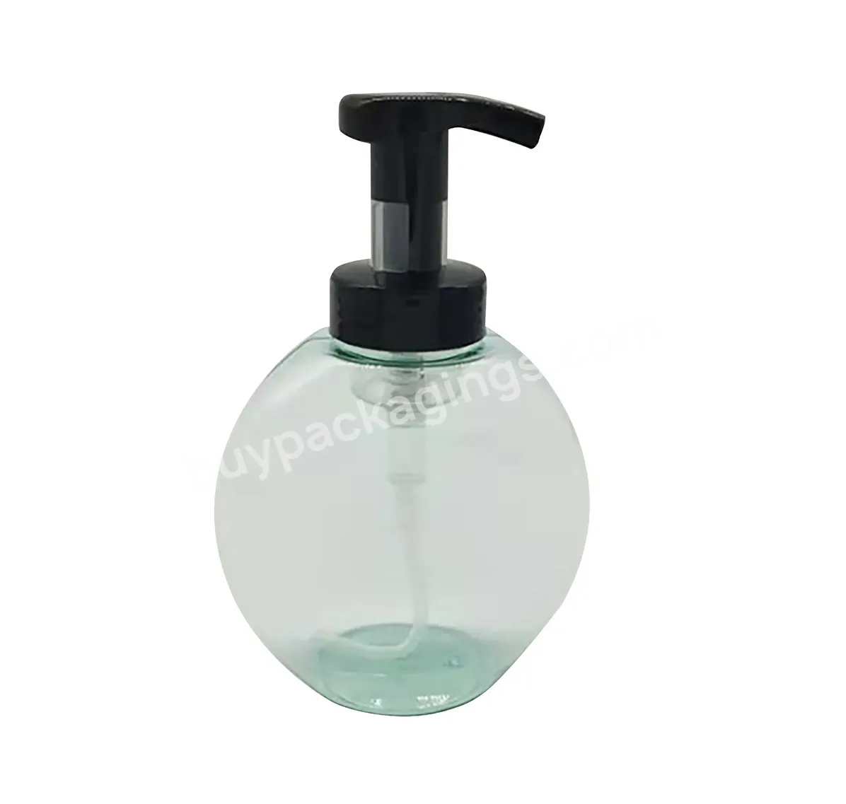 250ml Wholesale Flat Round Pet Transparent Plastic Foam Bottle Hand Sanitizer Bottle With Black Pump