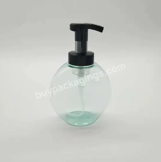 250ml Wholesale Flat Round Pet Transparent Plastic Foam Bottle Hand Sanitizer Bottle With Black Pump