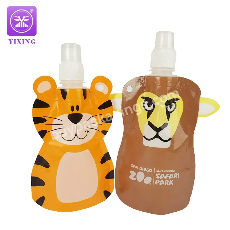 250ml500ml Wholesale Custom Shape Flat Bottom Juice Pouch Beverage Drinking Tea Milk Juice Stand Up Spout Pouch With Spout