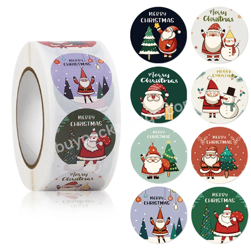 2.5cm Thank You Stickers Tree Santa Christmas Postage Stickers Merry Christmas Stickers For Clothing Gift Candy Decor