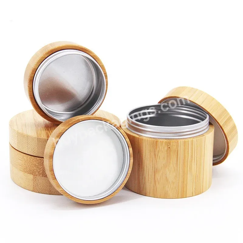 25g 30g 60g 100g Empty Metal Aluminum Container Jars With Full Bamboo Cover