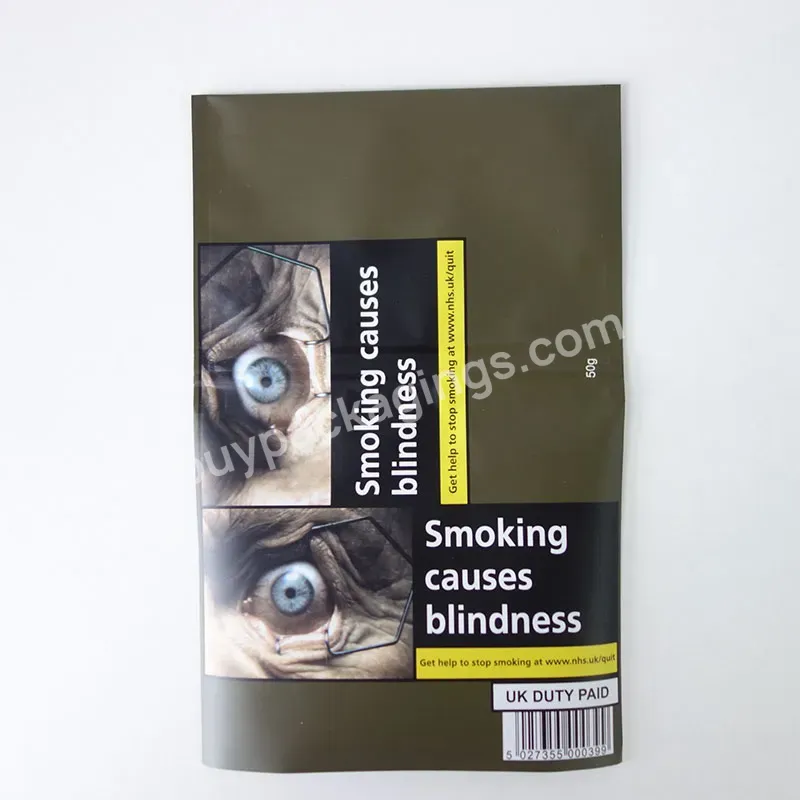 25g 50g 100g Empty Gv Leaf Bags Plastic Packaging Smoking Rolling Tobacco Pouch With Zipper