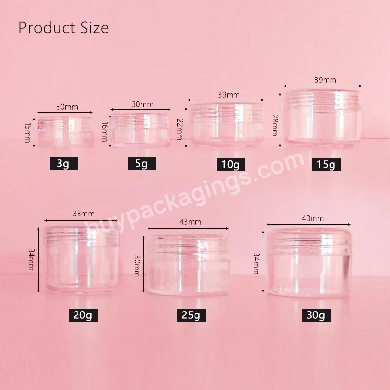 2.5g/3g/5g/10g/15g/20g Plastic Cosmetics Jar,Makeup Box Nail Art Storage Pot Container,Clear Sample Lotion Face Cream Bottles