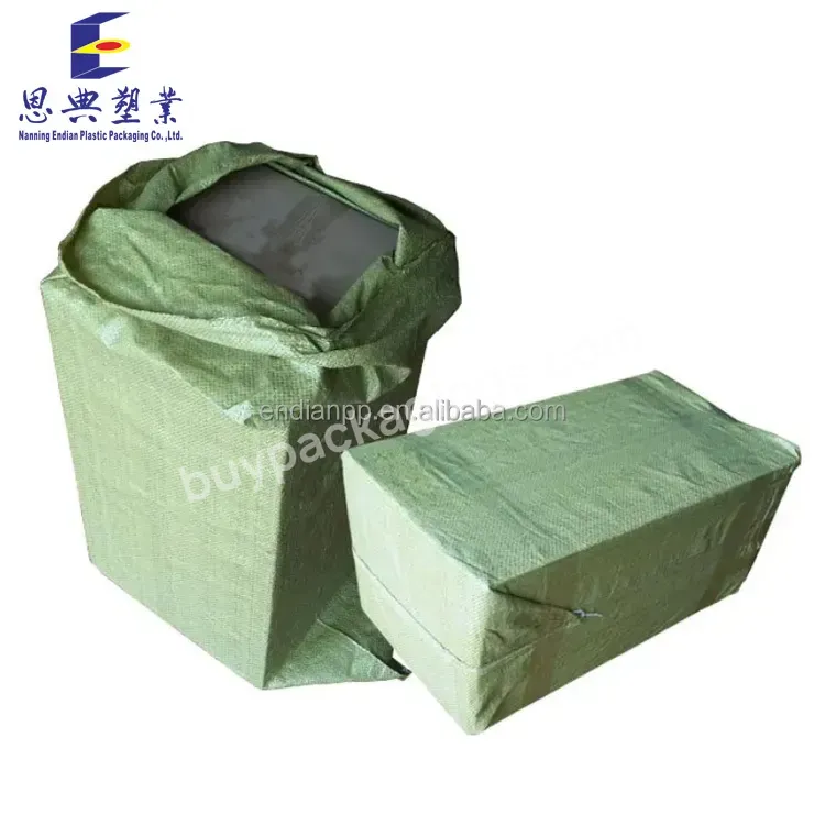 25kg 50kg Pp Woven Sack Customized Size Green Pp Woven Feed Bag Grey Green Pp Woven Bag