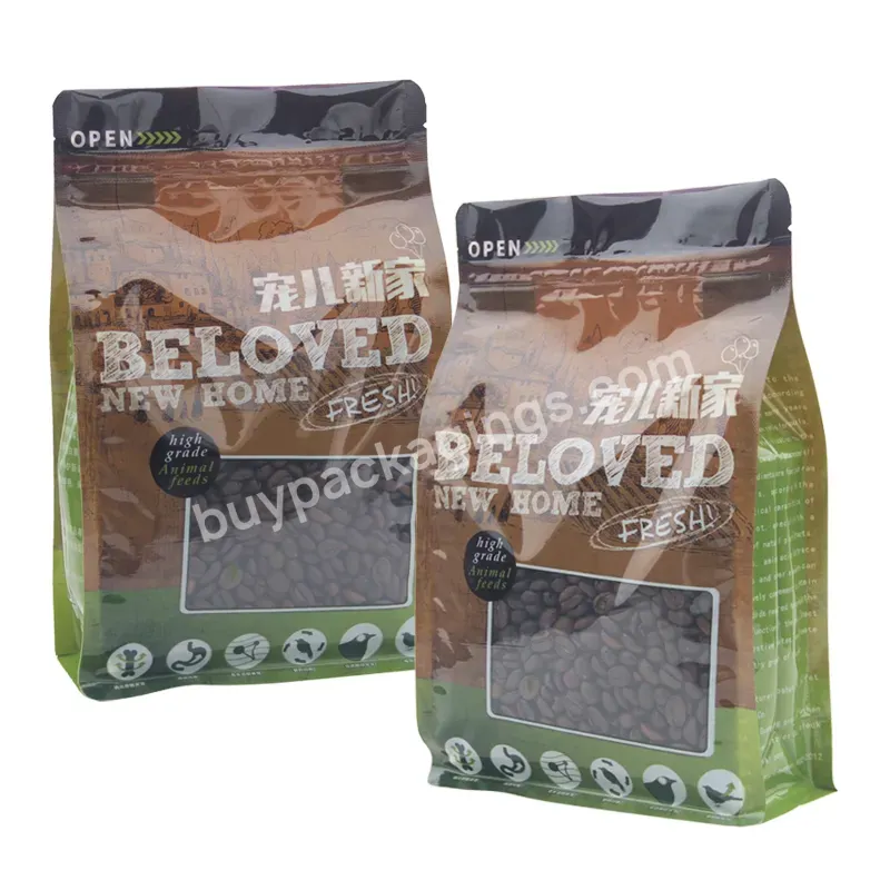 2.5kg 5kg Resealable Zip Lock Flat Bottom Plastic Cat Dog Food Package Bag Custom With Window