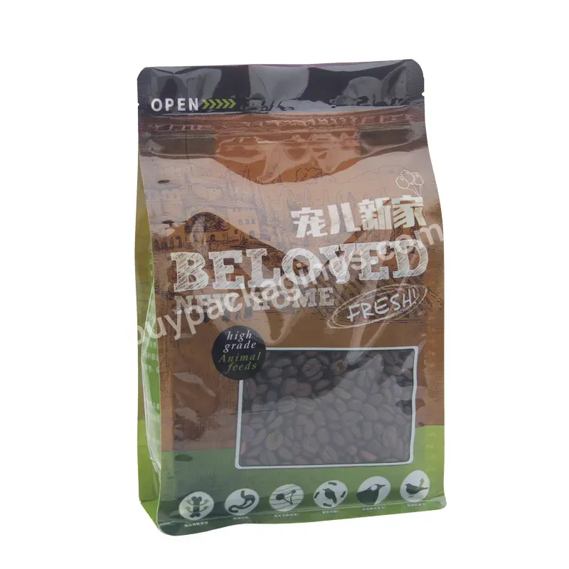 2.5kg 5kg Resealable Zip Lock Flat Bottom Plastic Cat Dog Food Package Bag Custom With Window