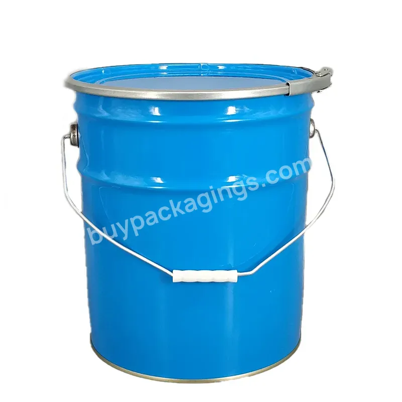 25l Empty Metal Pail With Metal Handle And Lock Ring Lid For Paint Packaging