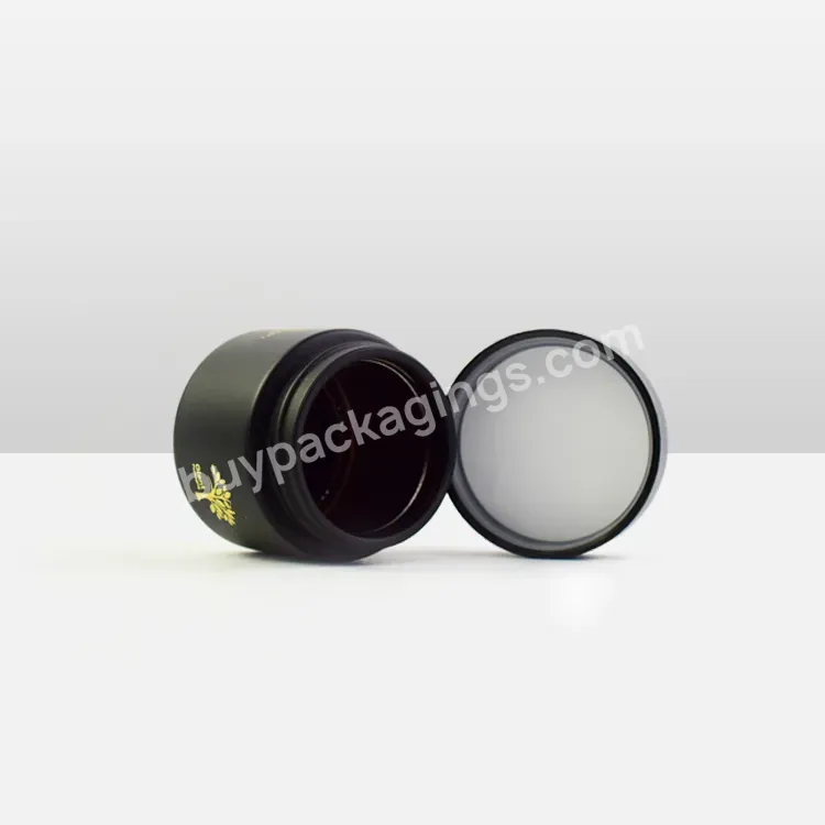 25ml 30ml Small Smell Proof Matte Black Uv Glass Jar 1oz Wide Mouth Hash Container With Hot Stamping Logo