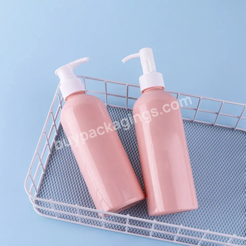 260ml Pet Round Shoulder Shampoo Lotion Pump Liquid Soap Bottle Leak-free Shower Gel Pink Lotion Bottle