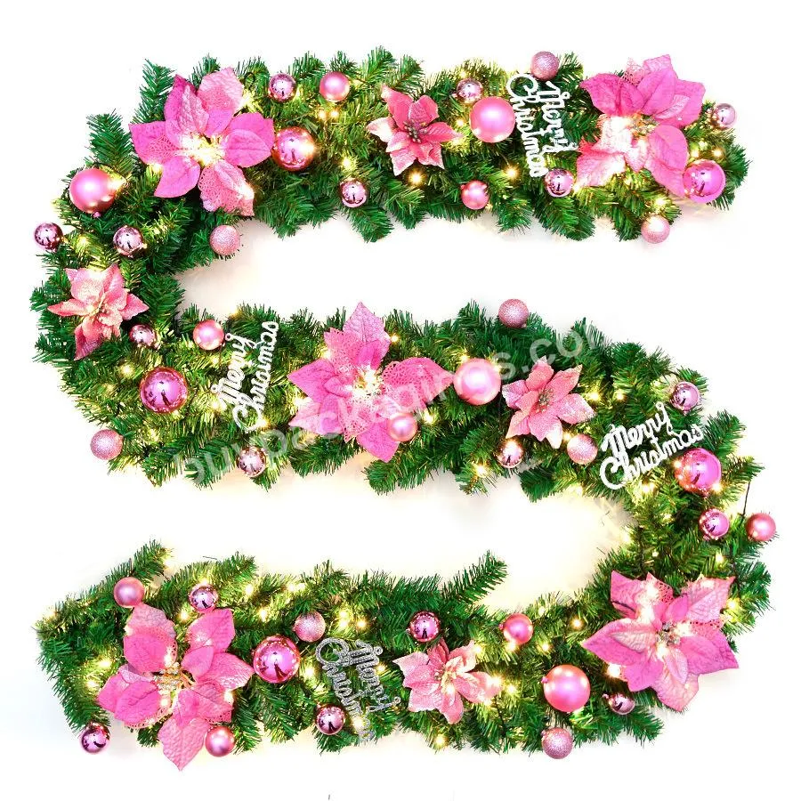 270cm 300 branches New Green Christmas Garland Wreath Xmas Home Party Christmas Decoration Pine Tree Rattan Hanging Ornaments