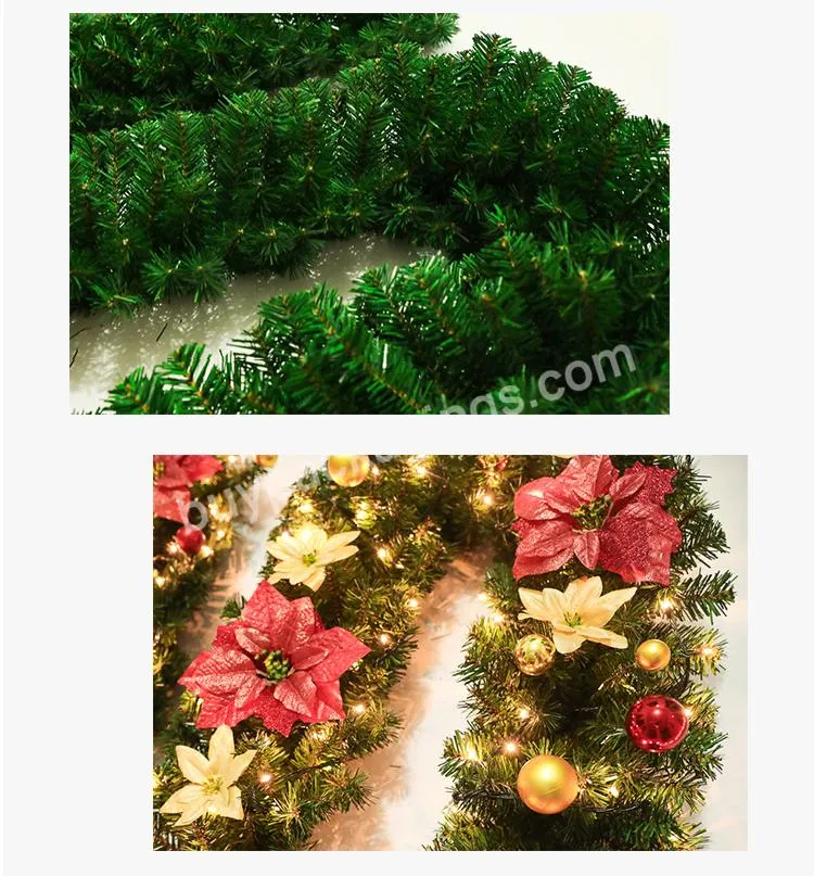 270cm 300 branches New Green Christmas Garland Wreath Xmas Home Party Christmas Decoration Pine Tree Rattan Hanging Ornaments