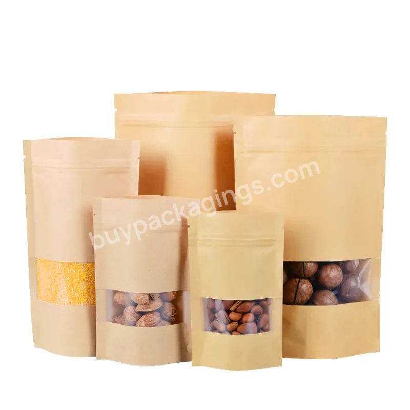 280 Micron Clear Window Paper Bag Bread Nuts Chips Packaging 16*23+4 Square Paper Bags