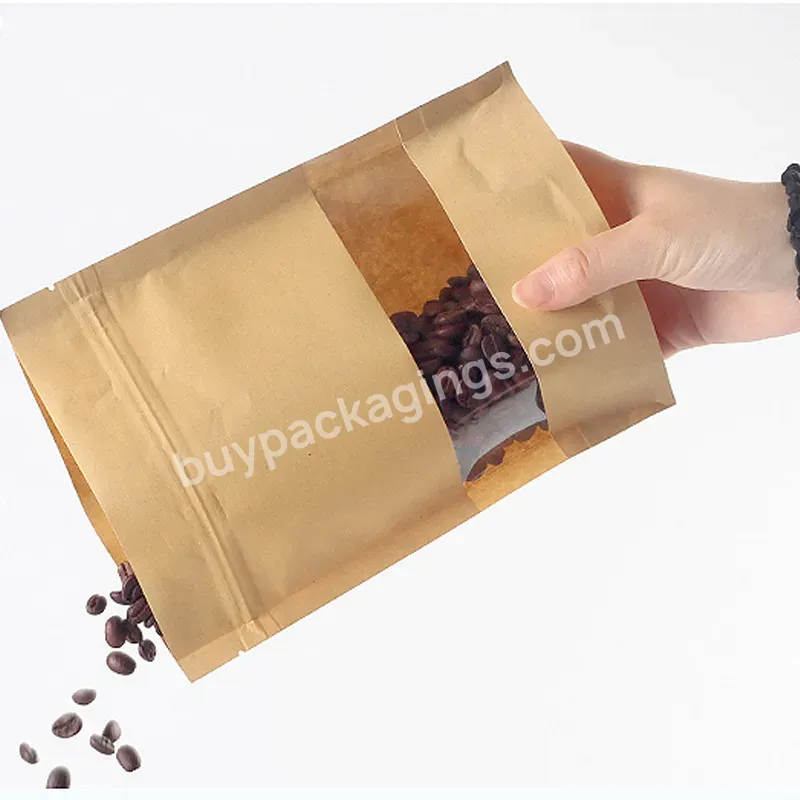 280 Micron Size 16 * 26 + 4 Brown Paper Bags With Window Plastic Food Packaging Bag
