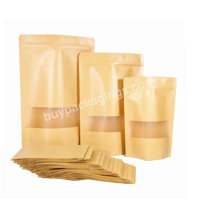 280 Micron Size 18 * 26 + 4 Wholesale Kraft Paper Bag Food Custom Zip Packaging Bag Snack Cookie Bags