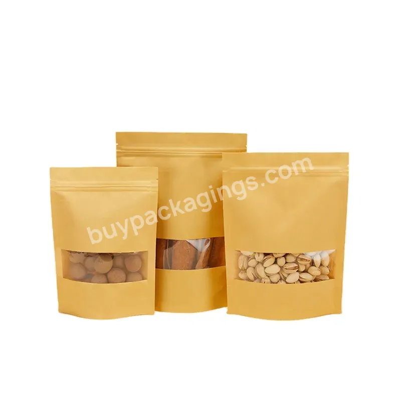 280micron Environmental Protection Packaging Bag Recyclable Custom Yellow Printing Restaurant Takeout Fast Food Kraft Paper Bag