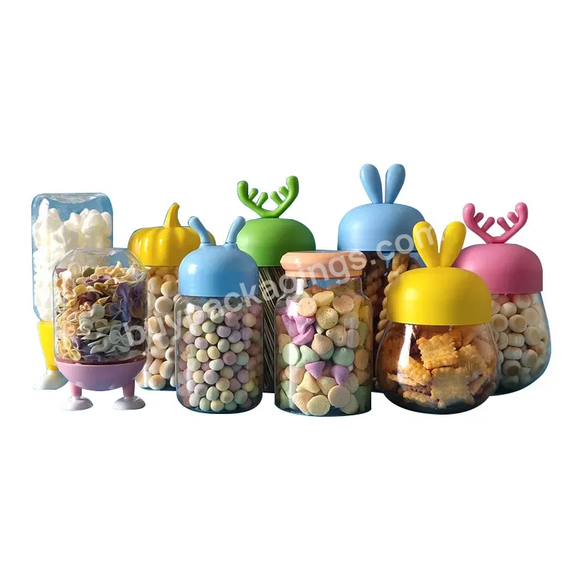 280ml 350ml 450ml Hot Sale Empty Cute Cartoon Plastic Jar Baby Auxiliary Food Bean Sealed Jar Food Grade Plastic Packaging Jar