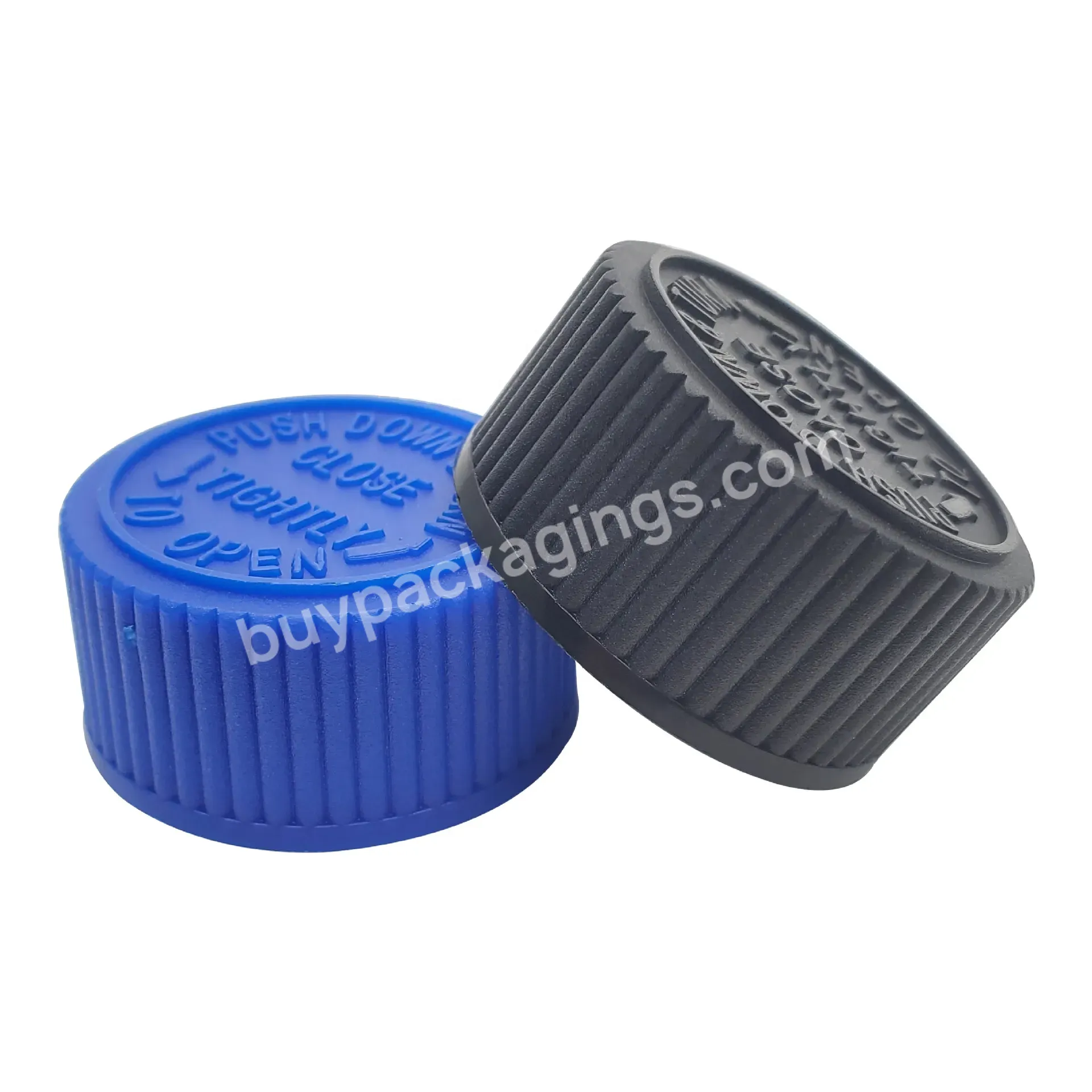 28mm 28/400 Blue Black Red Plastic Pp Child Proof Resistant Crc Cap Lid For Medicine Bottle