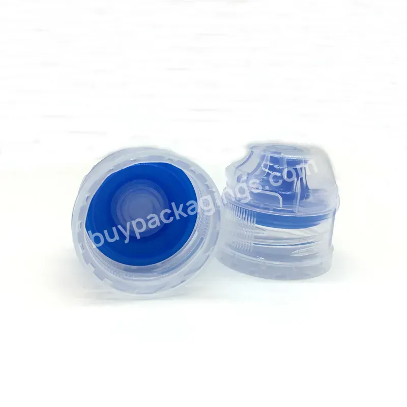 28mm Screw On Plastic Pp Blue Flip Top Cap With Silicone Value For Drink Bottles