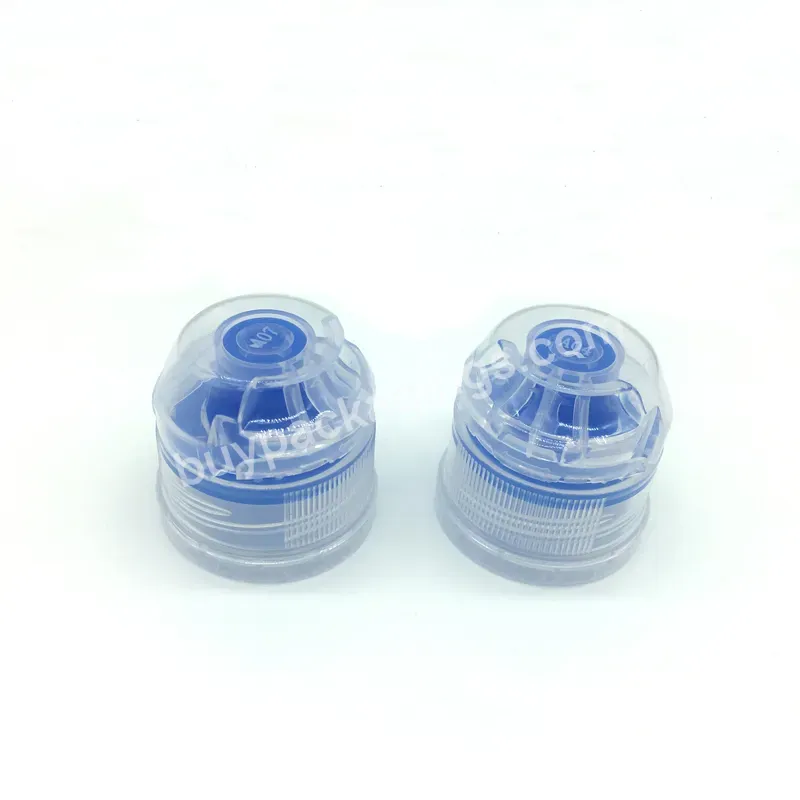 28mm Screw On Plastic Pp Blue Flip Top Cap With Silicone Value For Drink Bottles