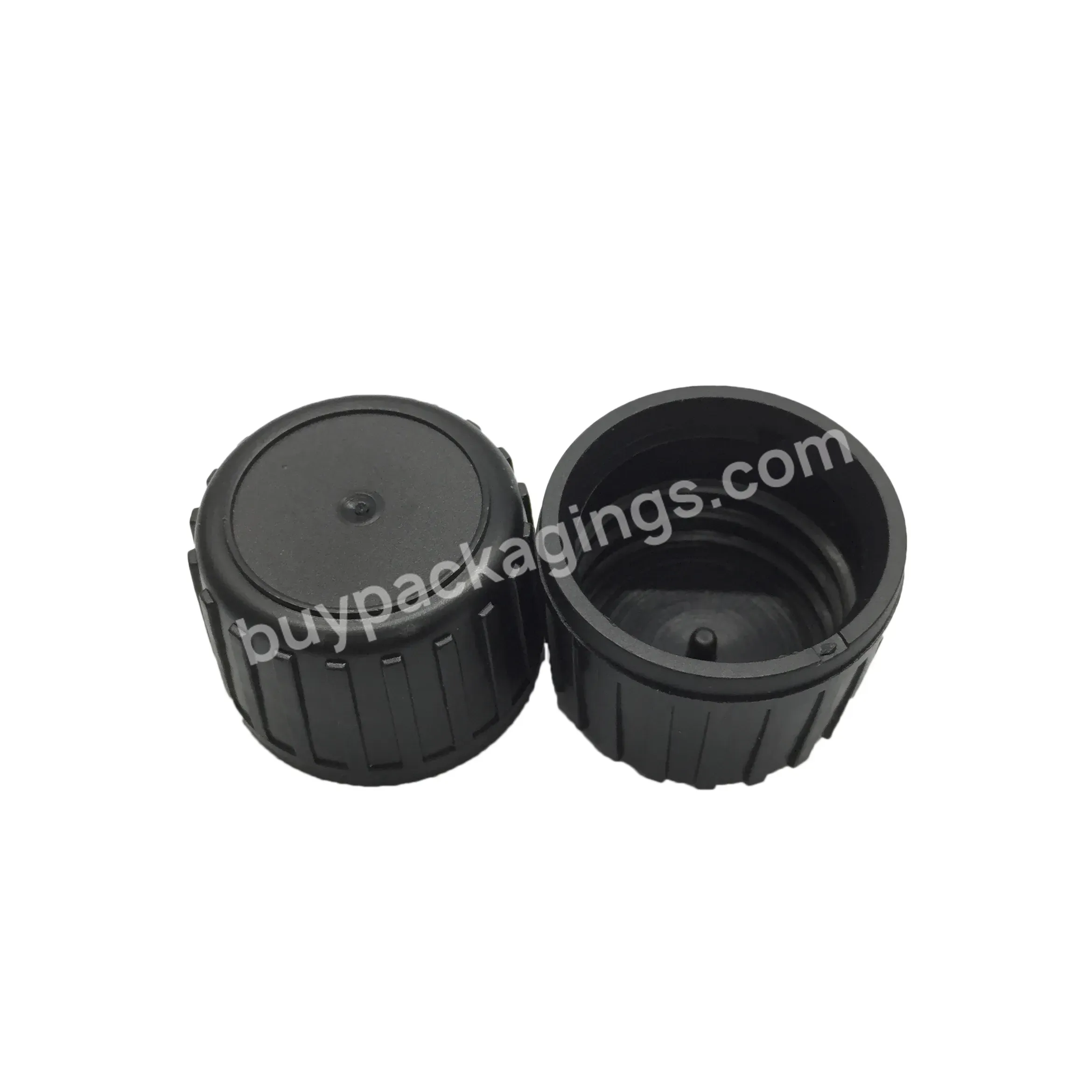 28mm Tamper Evident Black Essential Oil Bottle Cap With Insert Plug