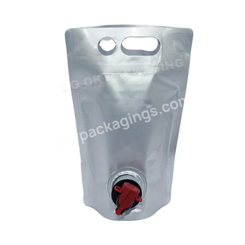 2l 3l 4l 5l Plastic Large Capacity Liquid Stand Up Water Spout Bag Outdoor Beer Bag With Handle Beer Bag With Valve Tap