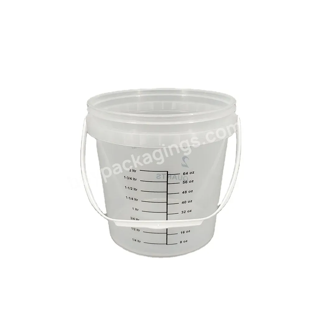 2l Transparent Round Clear Pp Plastic Buckets Customized Logo With Lids