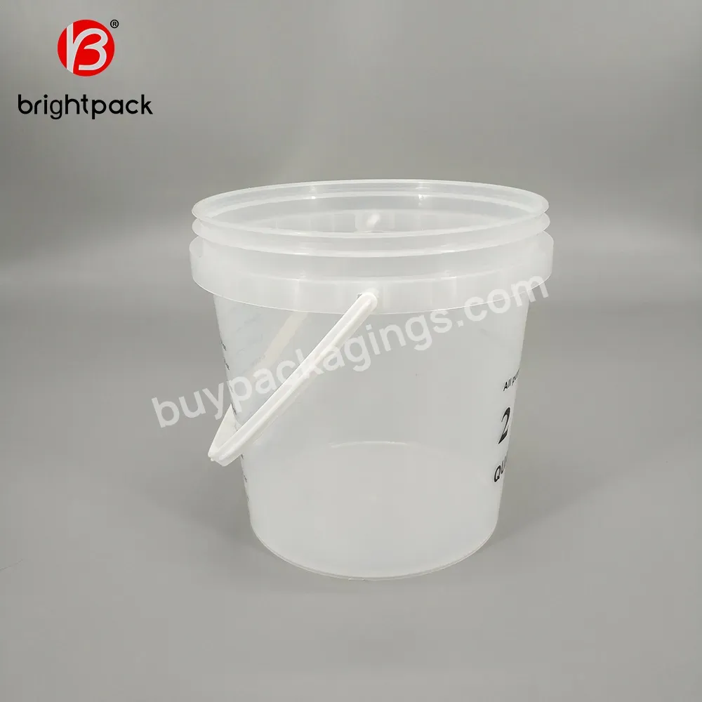 2l Transparent Round Clear Pp Plastic Buckets Customized Logo With Lids