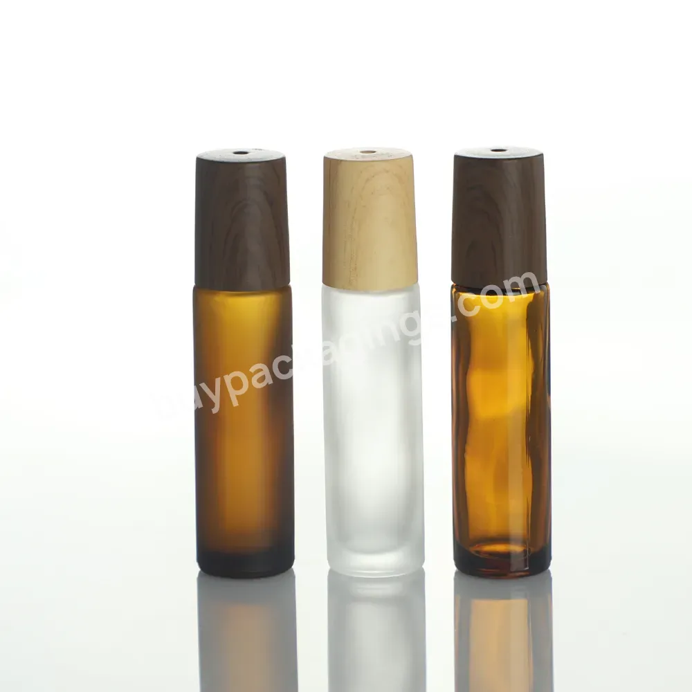 2ml 3ml 5ml 10 Ml Roll On Bottle Clear Amber Glass Roller Bottles With Natural Wood Bamboo Lid For Perfume Oils