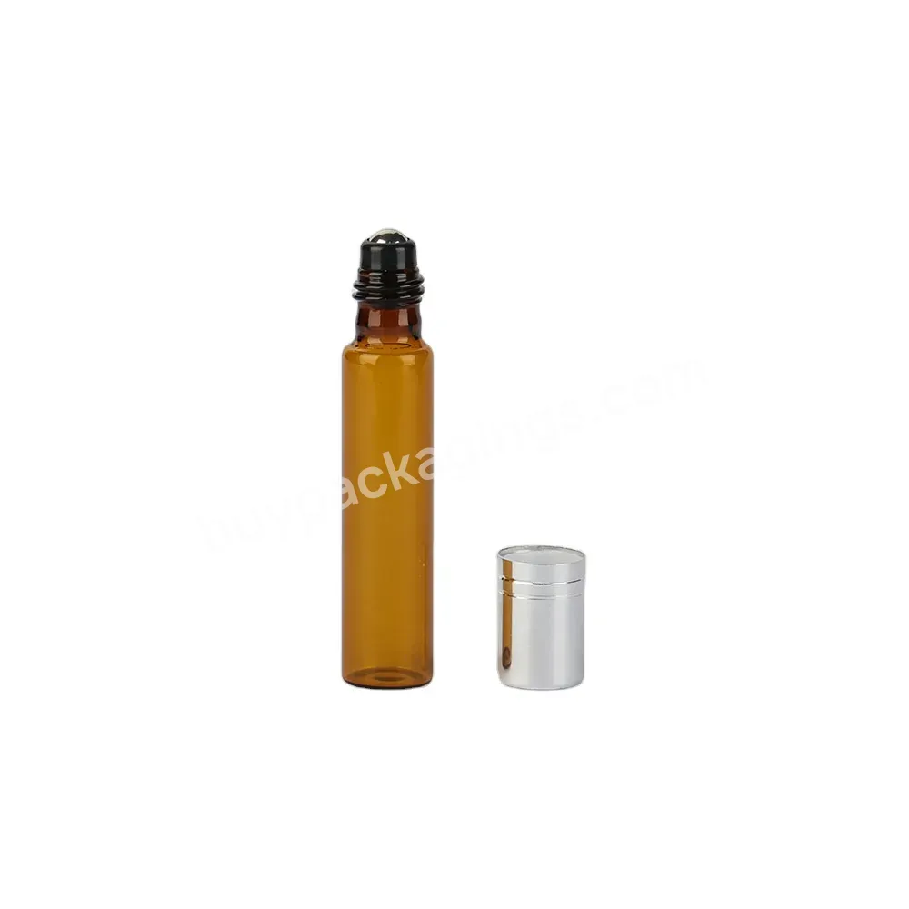 2ml 3ml 5ml 10ml Amber Thin Glass Roll On Bottle Sample Test Essential Oil Vials With Roller Metal Ball