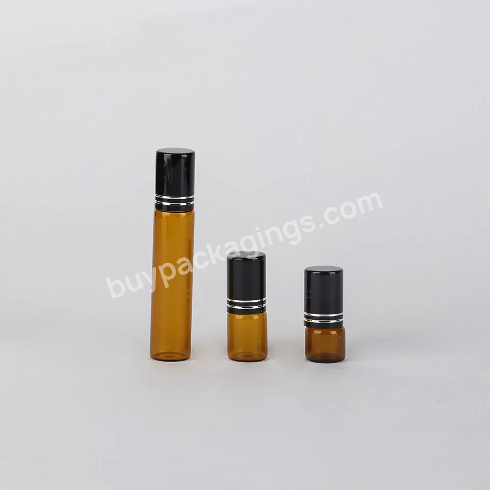 2ml 3ml 5ml 10ml Amber Thin Glass Roll On Bottle Sample Test Essential Oil Vials With Roller Metal Ball