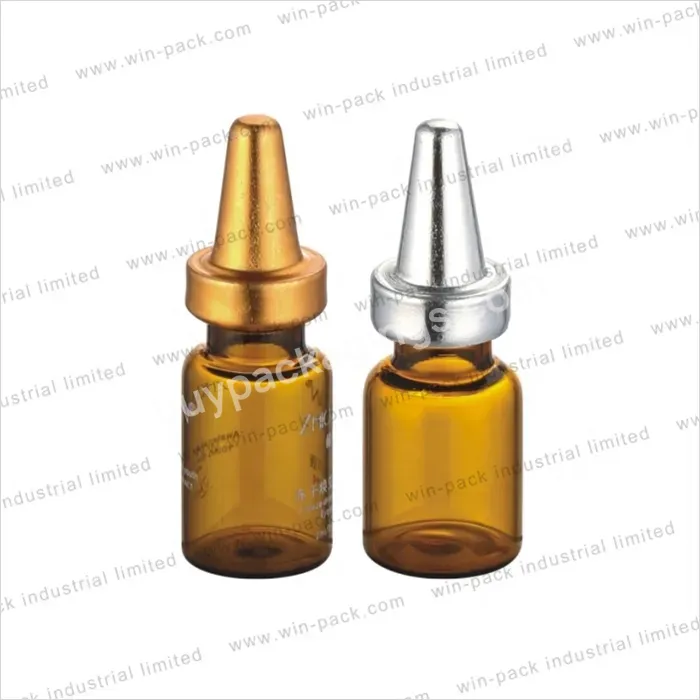 2ml Lock Amber Glass Bottls Penicillin Bottle Powder Liquid Bottle Serum Cosmetic Packaging With Cap