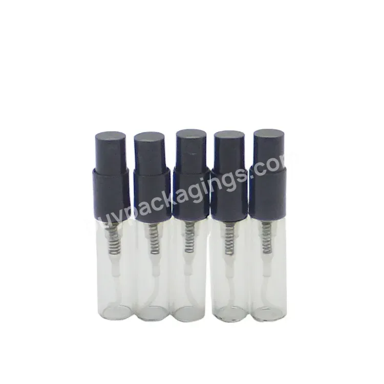 2ml Transparent Glass Snap On Spray Bottle Empty Bottle Perfume Sample Bottle Fine Mist Black Nozzle