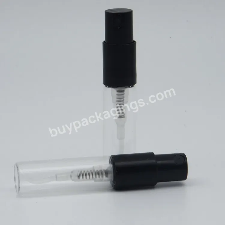 2ml Transparent Glass Snap On Spray Bottle Empty Bottle Perfume Sample Bottle Fine Mist Black Nozzle