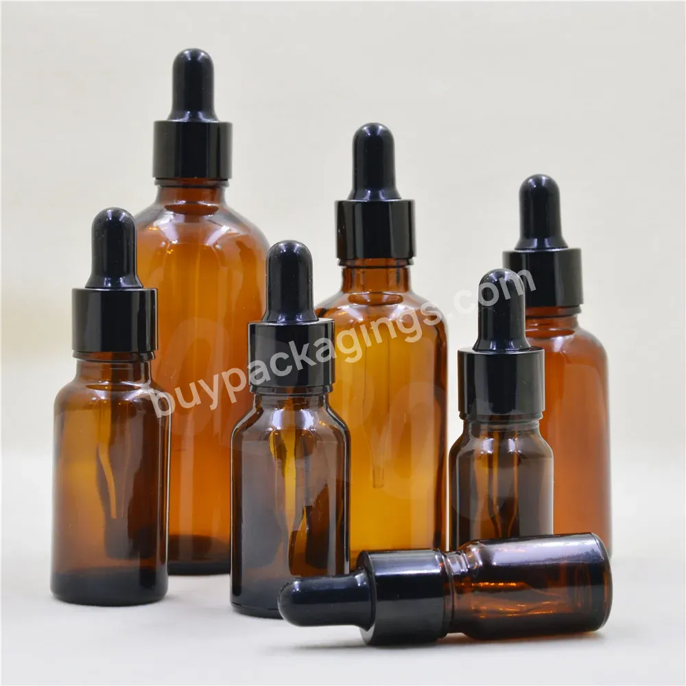 2oz 1oz Essential Oil Amber Dropper Bottle 30ml 10ml 5ml Cosmetic Glass Liquid Bottle With Screw Dropper Cap