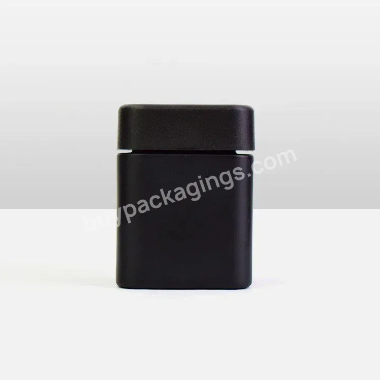 2oz 3oz 3.5g Flower Storage Premium Black Round Square Glass Jar Child Safe Black Glass Jars With Black Matte Or Smooth Lid