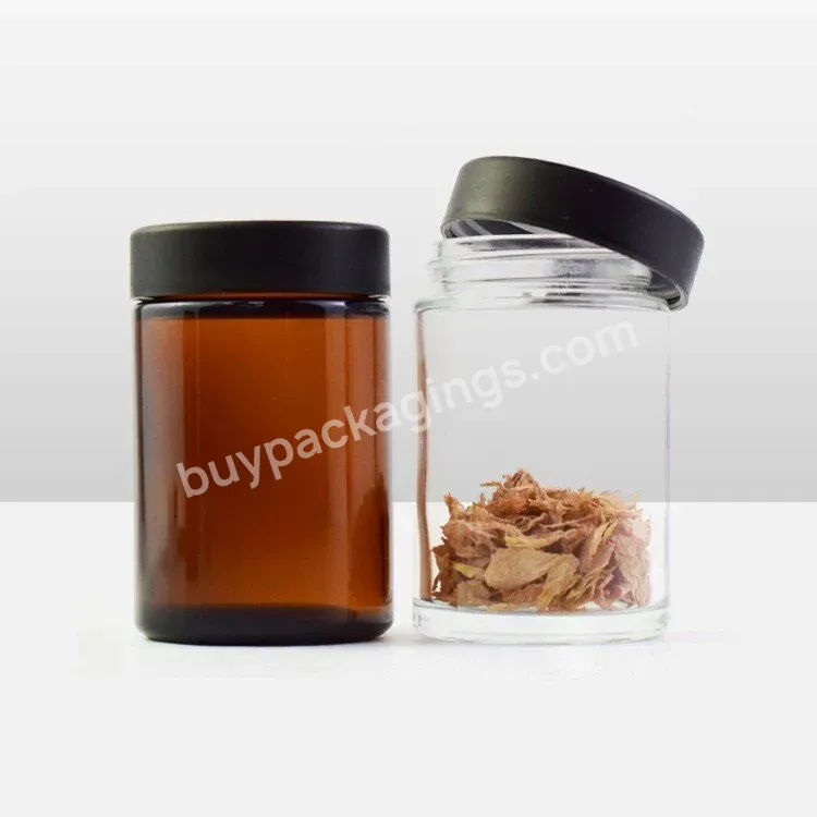 2oz 3oz 5oz Child Resistant Air Tight Straight Sided Amber Glass Containers Amber Glass Jar With Child Proof Cap