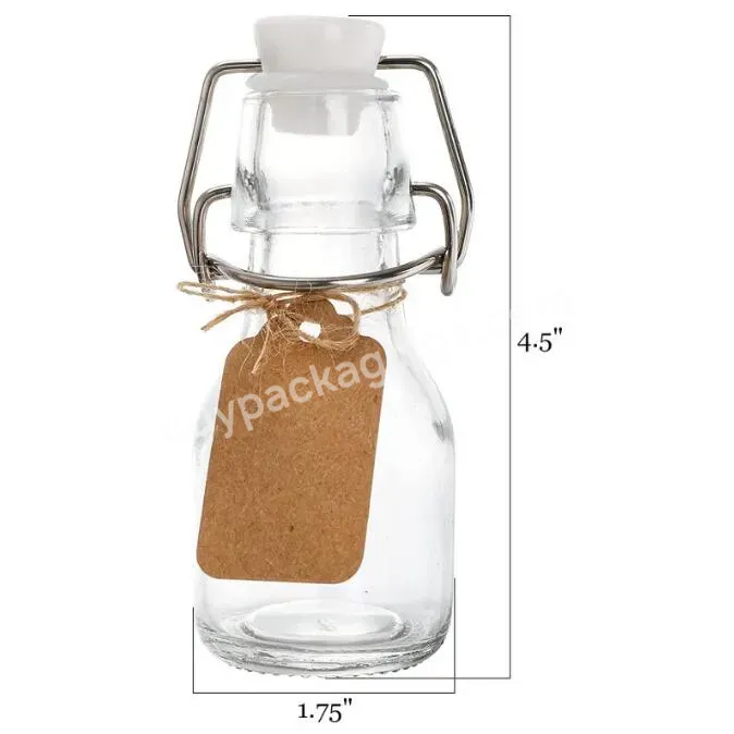 2oz 8oz 17oz 25oz 34oz Mini Swing Top Clear Cylinder Glass Bottles With Easy Open Cap With Tag And Rope