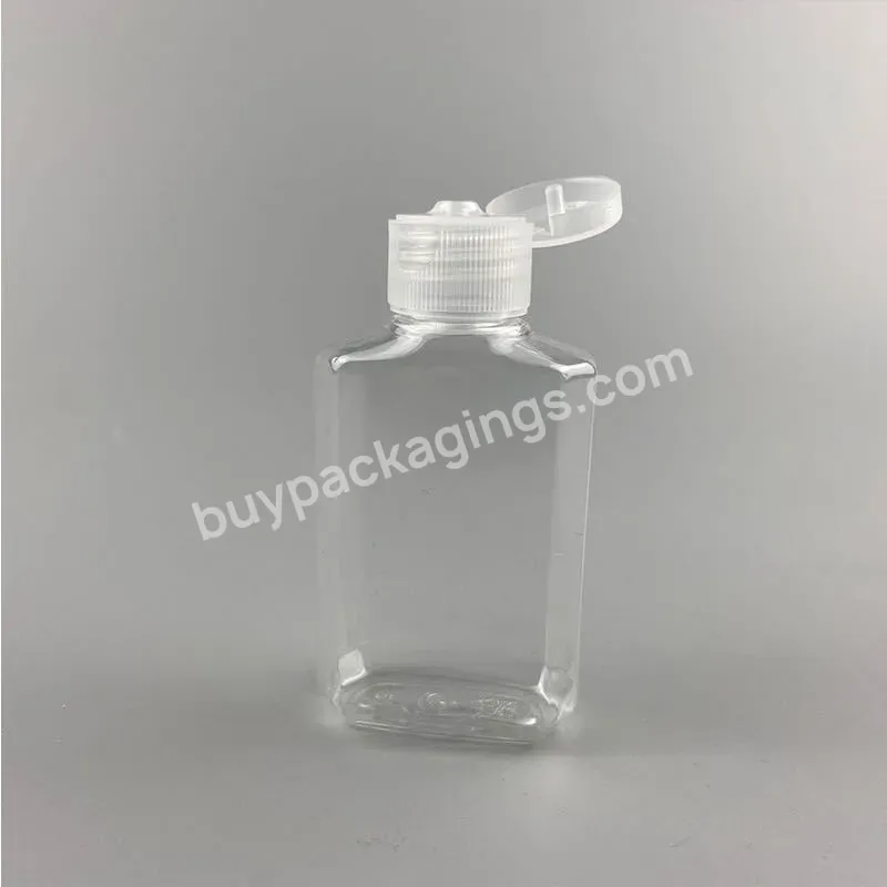 2oz Antibacterial Alcohol Gel Hand Sanitizer Bottle 60 Ml Transparent Pet Plastic Flip Top Bottle