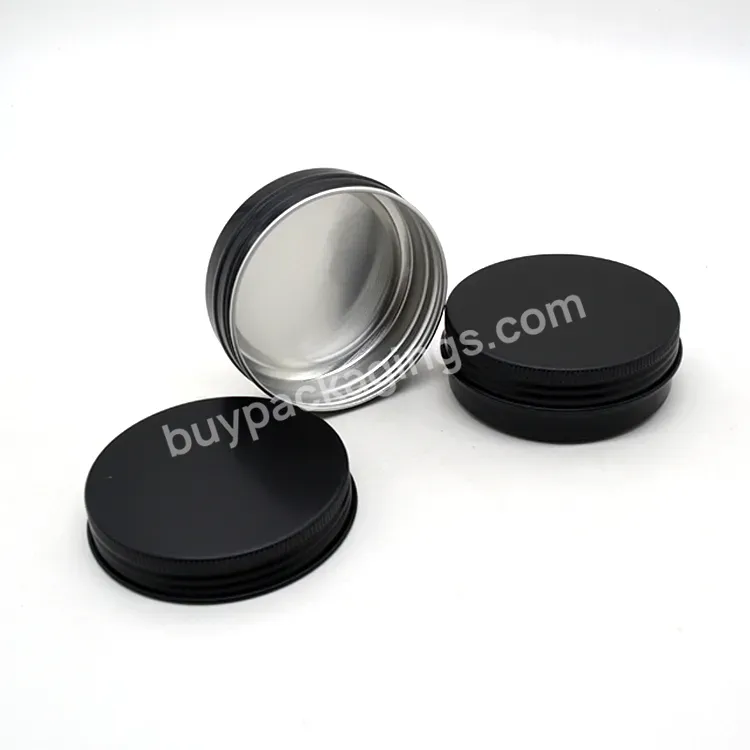 2oz Black Metal Lip Balm Container With Screw Lid Tin Metal Aluminum Tin Can