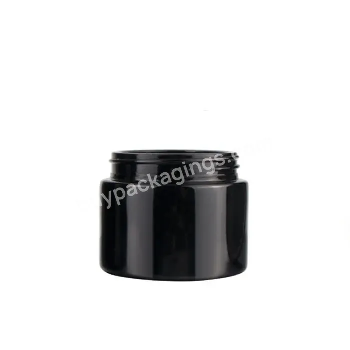 2oz Child Proof Glossy Black Glass Jar With Cr Black Lid