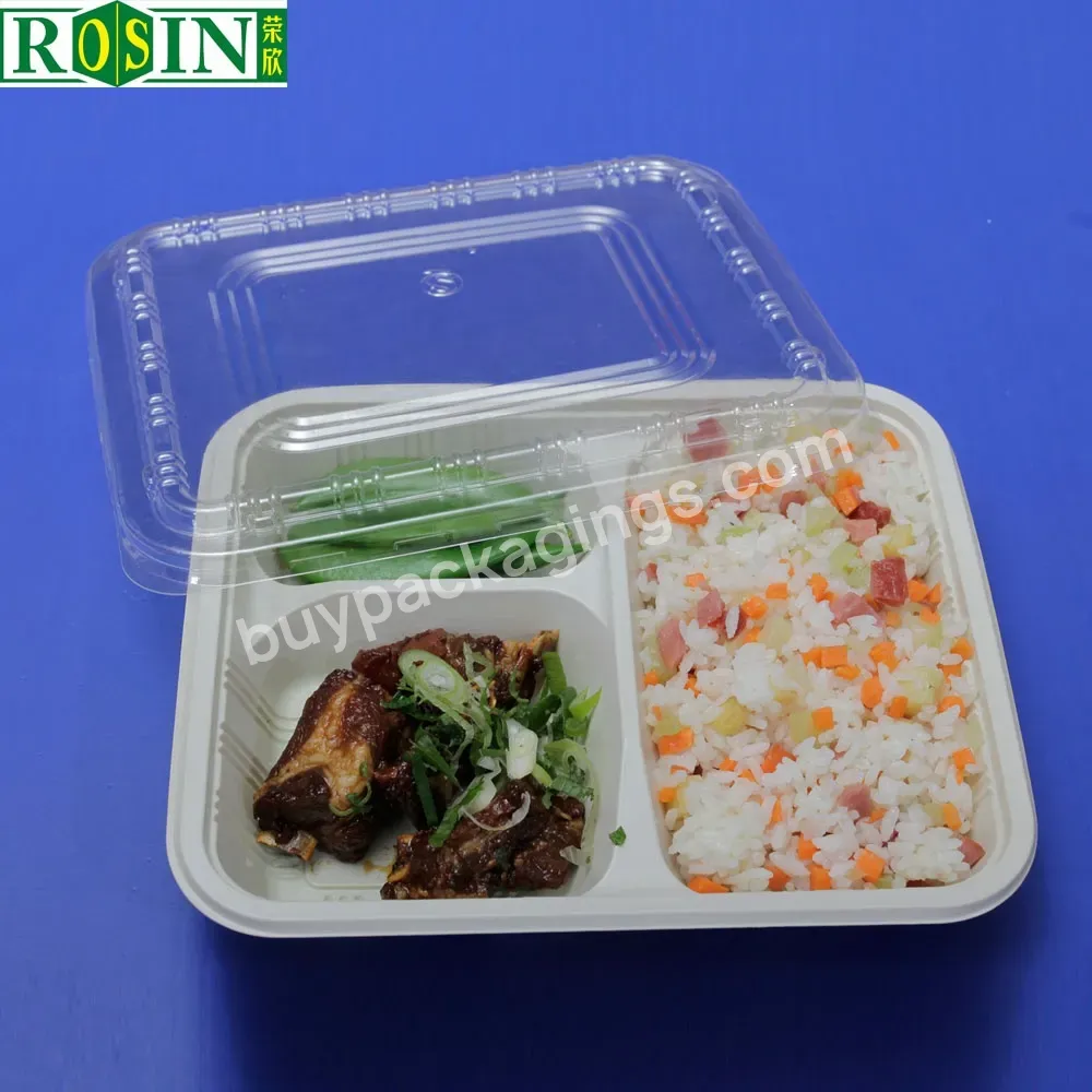 3 Compartment Microwaveable Disposable Lunch Box Plastic Food Tray